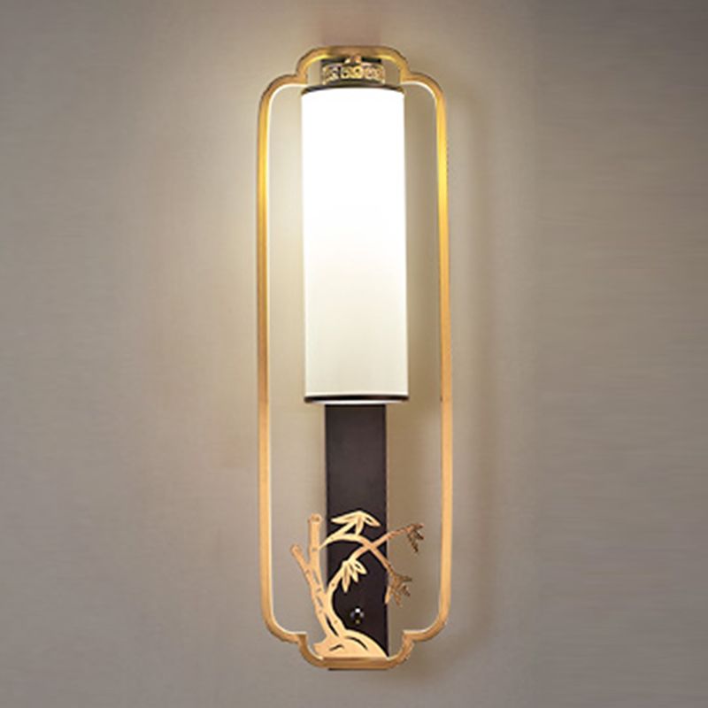 New Chinese Style Copper Wall Light Glass Shade Bulb Wall Lamp for Living Room