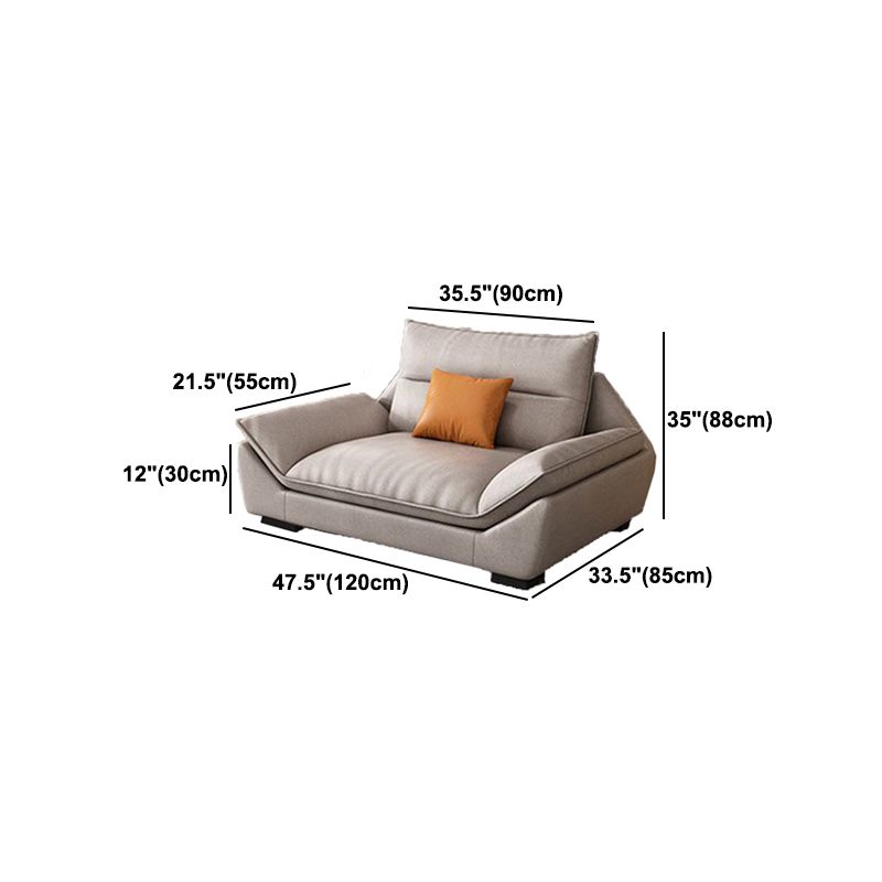 Faux Leather Modern Flared Arm Sofa Standard Sofa for Living Room, Apartment