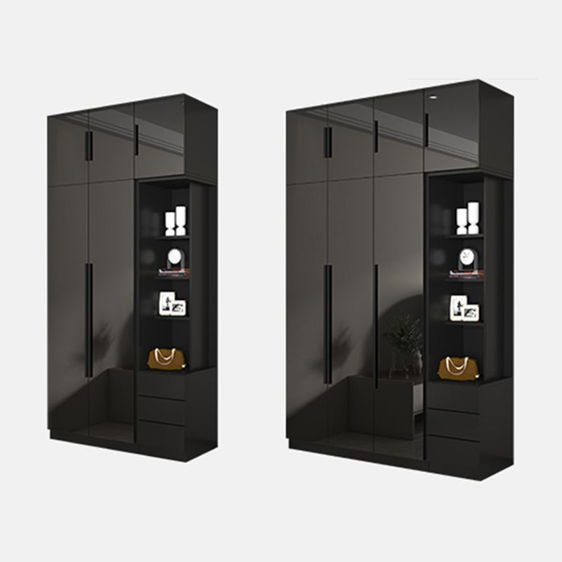 Black Glass Door Cabinet for Bedroom Contemporary Interior Storage Cabinet