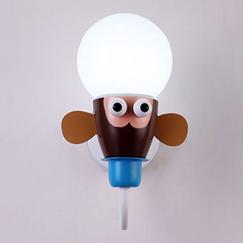 Lámpara de pared de bombilla de plumas de plancha de hierro animal para espacio para niños