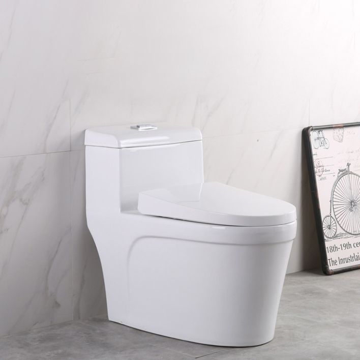 White Modern Flush Toilet Ceramic Elong One-Piece Toilet with Slow Close Seat
