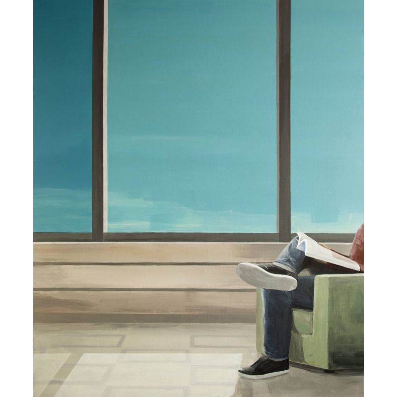 Artistic Reading Book Wall Mural Non-Woven Stain Resistant Blue-Brown Wall Covering for Home