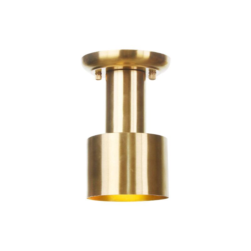 Metal Gold Finish Ceiling Flush Mount Tubular 1 Head Industrial Flushmount Lighting for Foyer