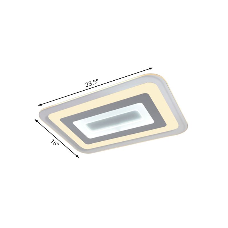 23"/31"/47" Brede Dunne Acryl Flush Mount Licht Eenvoudige LED Witte Plafondlamp in Warm/Wit Licht
