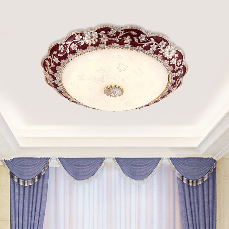 Fragmentarisches Blumenharz Flushmount Vintage LED-Schlafzimmer Flush Mount Deckenleuchte in Blau/Rot