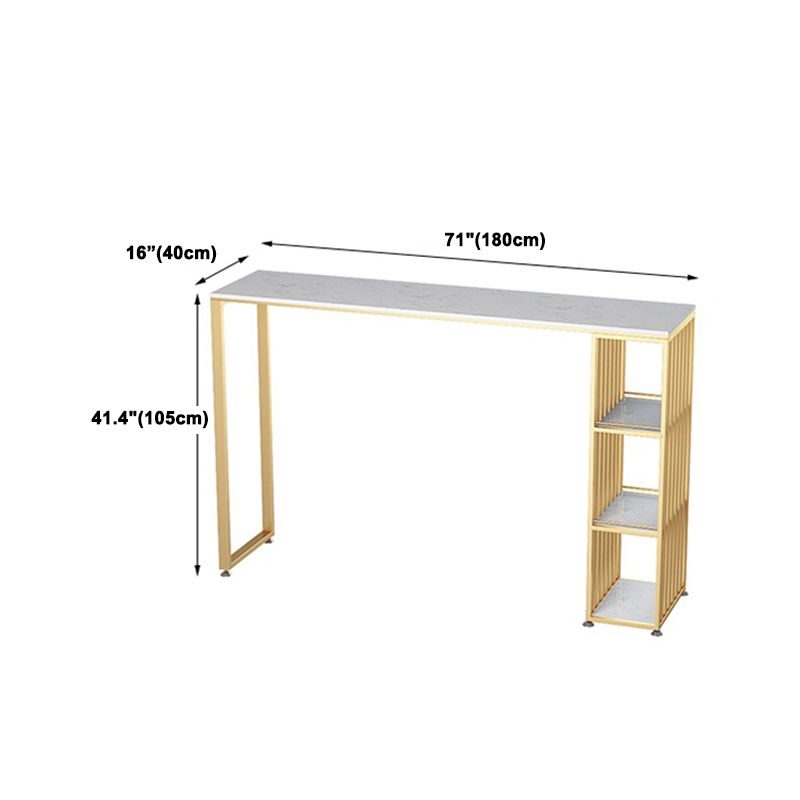 1/3 Pieces Glam Iron Bistro Set White Rectangle Faux Marble Top Bar Table Set with Shelf