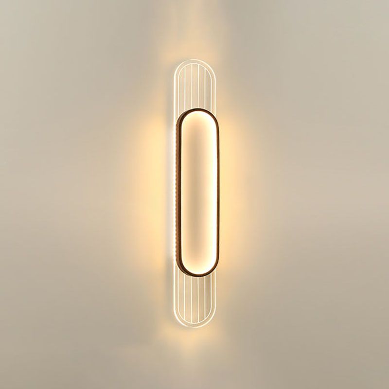 Houten eigentijdse muur sconce 1-licht ovale wand gemonteerde verlichting voor slaapkamer