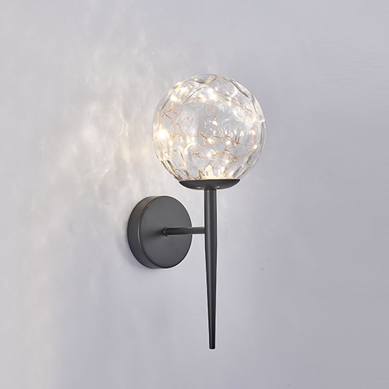 Gypsophila Sconce Lights con tonalità in vetro trasparente muro moderno appeso alla luce in ottone/nero