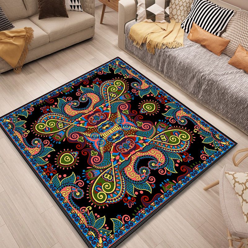 Persian Door Rug Multi Color Tribal Print Carpet Polypropylene Pet Friendly Non-Slip Stain Resistant Area Rug