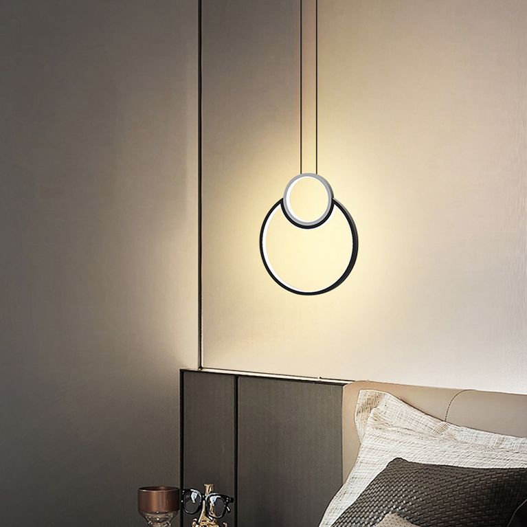 Geometrical Bedroom Pendant Light Fixture Metal LED Nordic Pendant Ceiling Light in Black