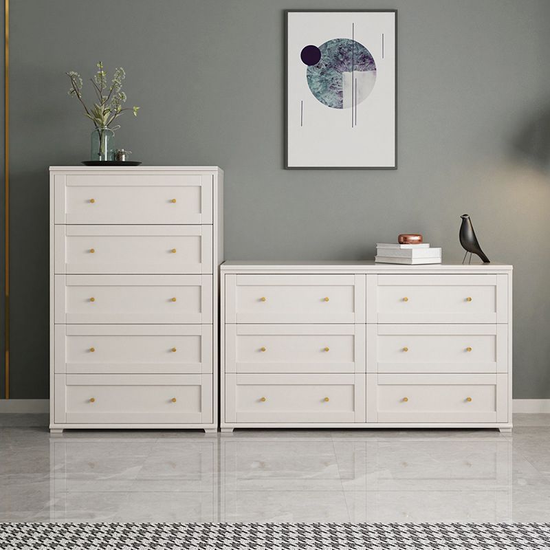Glam Solid Wood Storage Chest Home Chest in White with Drawers
