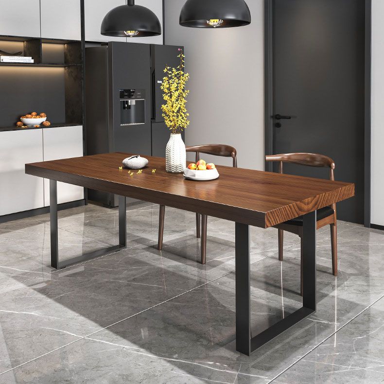 Dark Brown Solid Wood Top Dining Table Set 1/2/3/5/7 Pieces Industrial Dinette Set