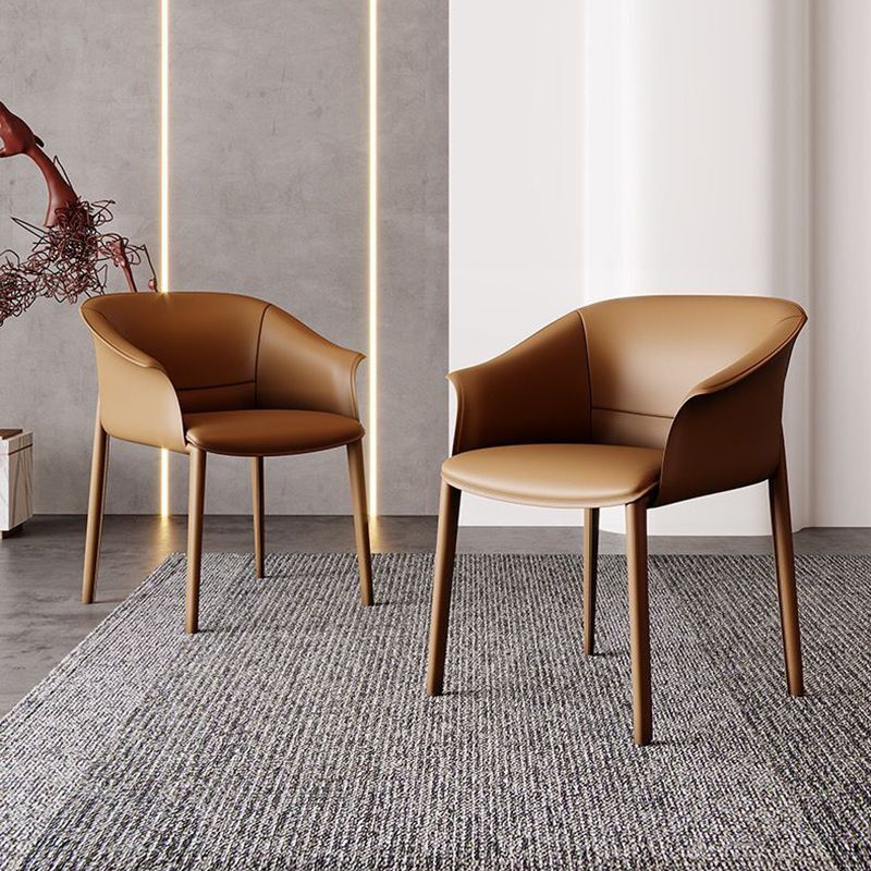 Faux Leather Arm Dining Chairs Contemporary Home Dining Side Chair