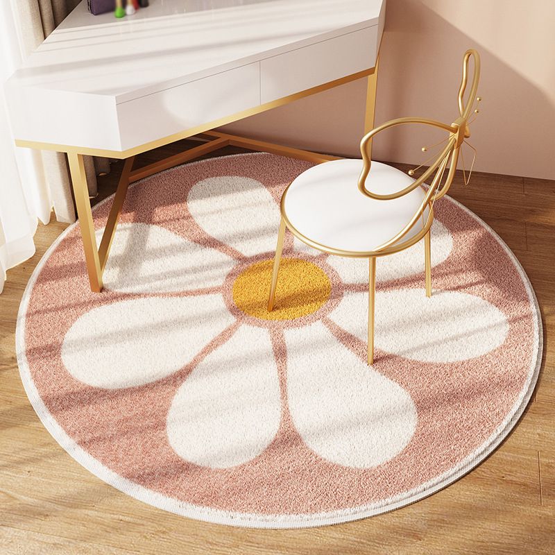 Pastoral Flowers Rug Polyester Plant Rug Stain Resistant Rug for Living Room
