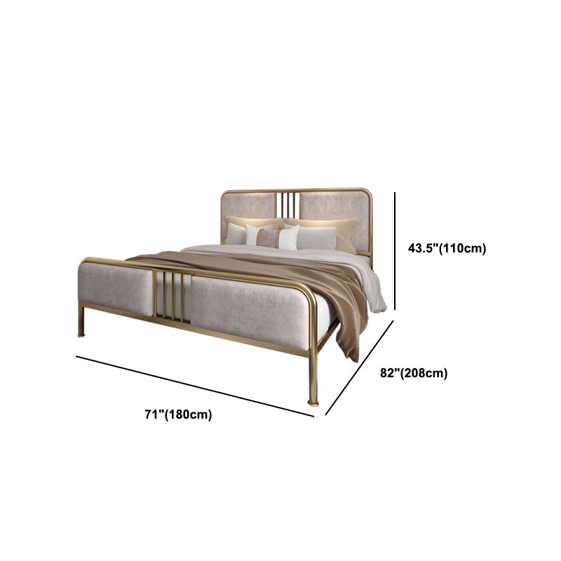 84.65 inch Wide Contemporary Bed Frame Metal Bed with Upholstered Headboard