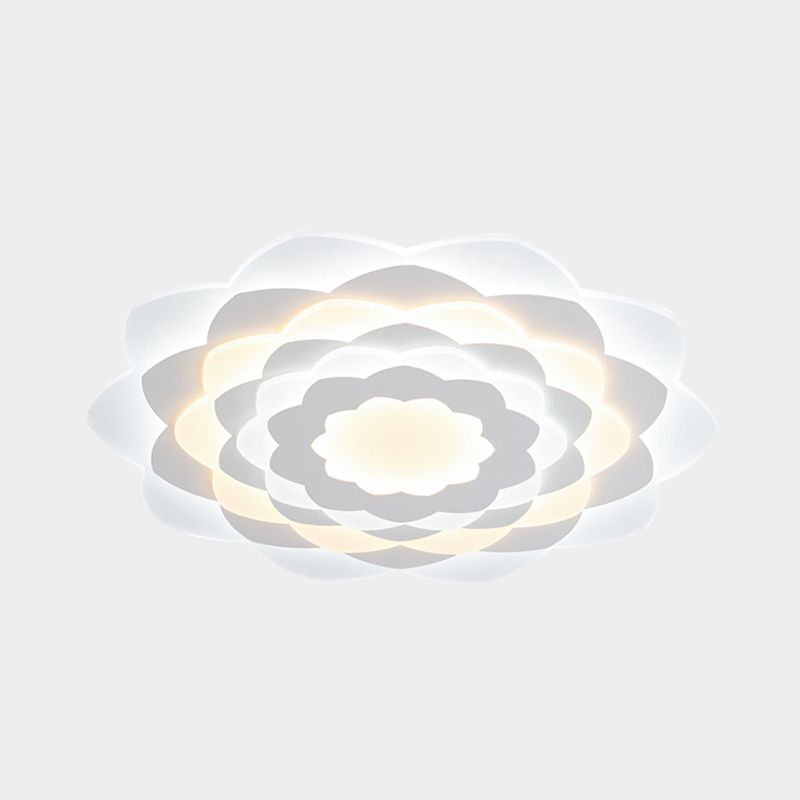 Flower-Shaped Flushmount Contemporary Acrylic LED White Flush Ceiling Light for Bedroom, 16"/19.5" Wide