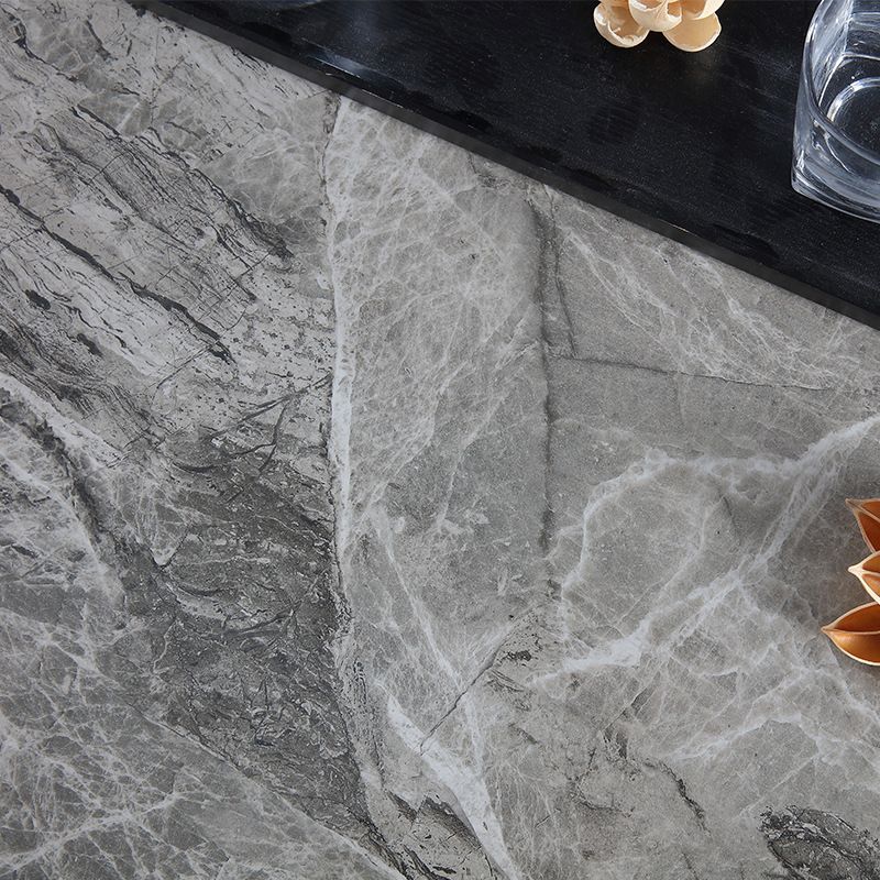 Minimalist Sintered Stone Table Set with Rectangular Table and Upholstered Chairs