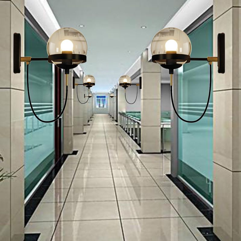 Spherical Wall Lighting Fixture Minimalist Style Glass Bedroom Wall Mount Light Fixture