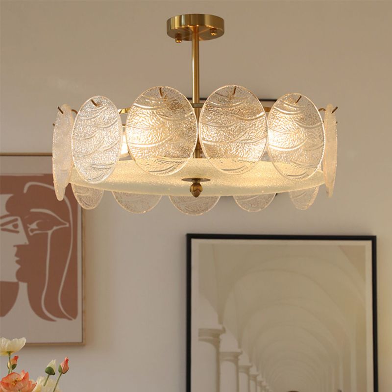 Contemporary Ceiling Lamp Round-shaped Glass Flush Mount Light Fixture