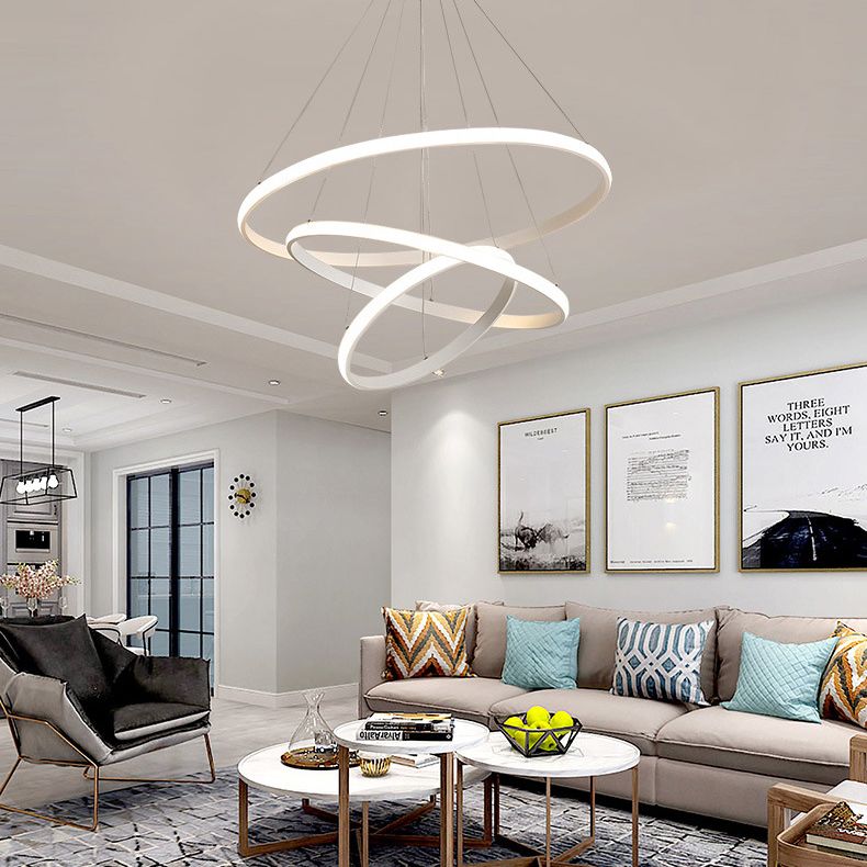 Modern Simplicity Orbit Pendant Chandelier Acrylic Hanging Light Fixture for Living Room