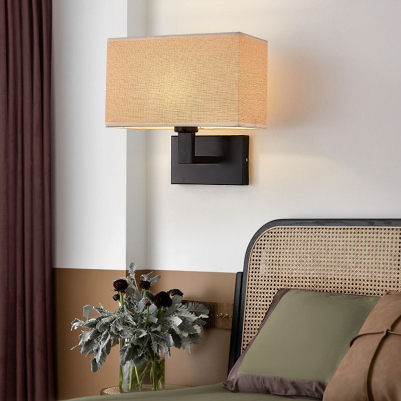 1 - Light Wall Sconce in Black / Gold Metal and Fabric Post Modern Wall Light