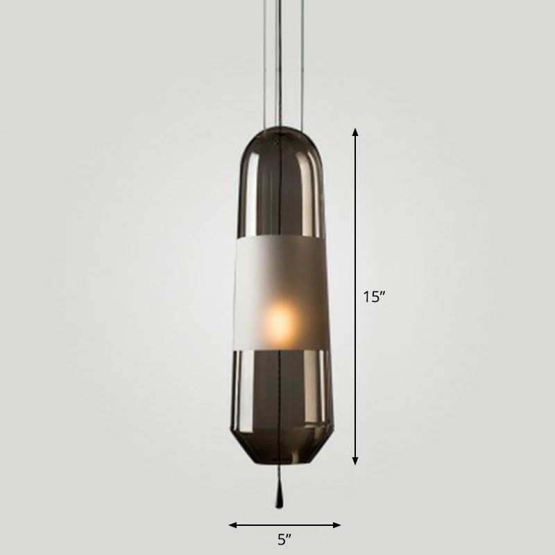 Nordic Elliptical Suspension Light Glass 1 Bulb Dining Room Ceiling Pendant Lamp with Pull Chain