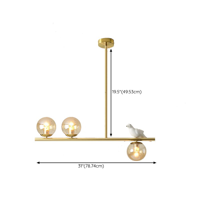 Contemporary Globe Glass Hanging Pendant Lights in Gold for Dining Room