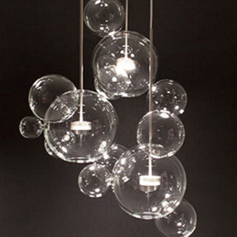 1 pendentif en forme de globe léger avec un luminaire d'éclairage de suspension moderne en verre transparent