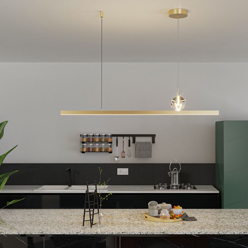 1 Light Linear Island Lighting Fixtures Contemporary Metal Island Pendants for Dining Room