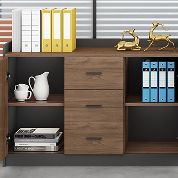 Modern Brown Engineered Wood Filing Cabinet with Drawers for Home Office