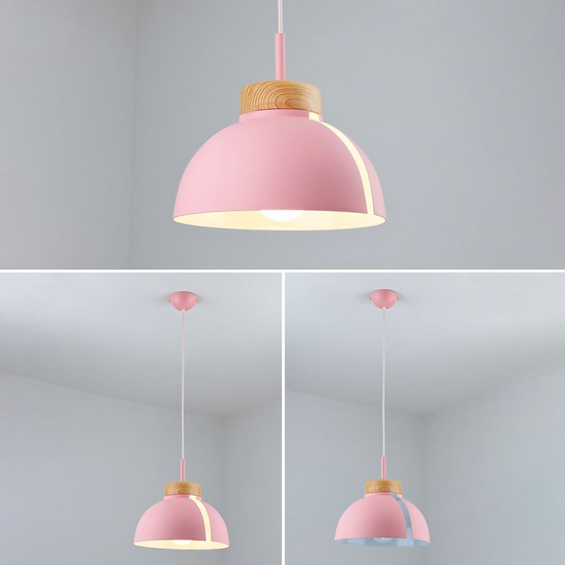 Minimalist Style Pendant Light Fixture Dome Hanging Pendant Lamp with Metal Shade
