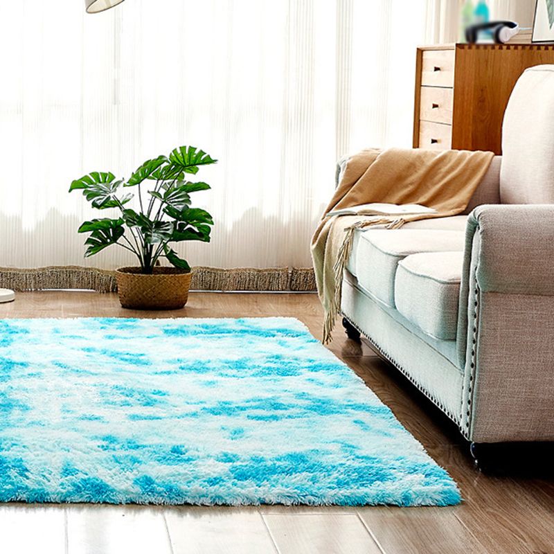 Modern Solid Color Soft Rug Rectangle Long Villus Loom Rug for Bedroom