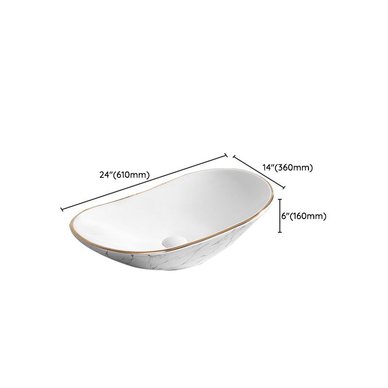 Modern Vessel Lavatory Sink Rectangular Porcelain Shut-Off Valve Included Bathroom Sink