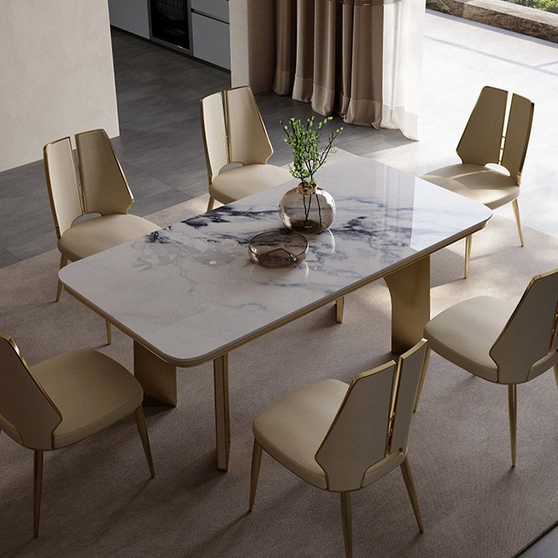 Kitchen Glam Dining Armless Chair Wingback Metal Legs Side Chair