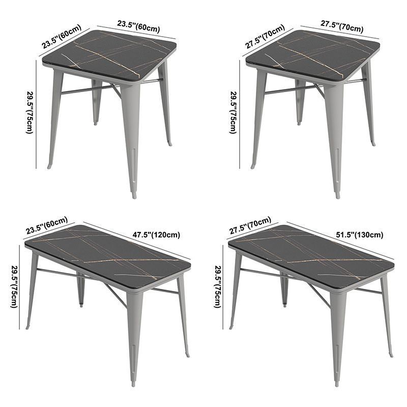 Industrial Sintered Stone Dinner Room Kitchen Table Black Table with Grey Frame for Dining Room
