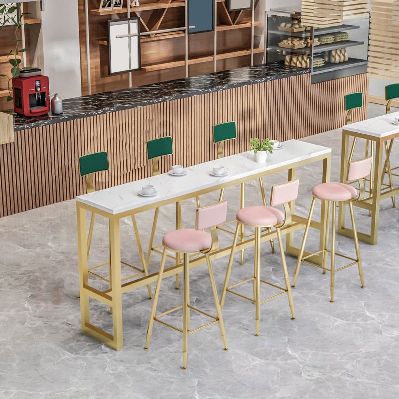Glam Armless Bar Stool Metal Low Back Barstool with Gold Metal Legs