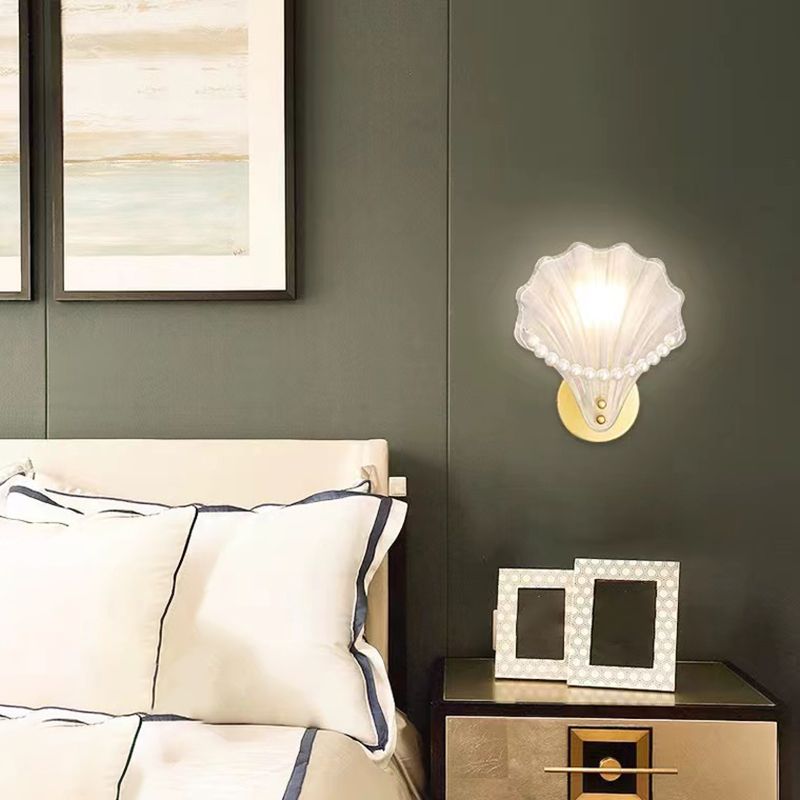 Golden Finish Single Contemporary Wall Mounted Sconce Glass Wall Light