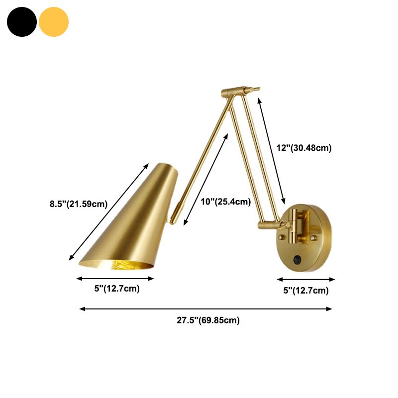 Post-Modern Wall Light Fixture Swing Arm Wall Sconce with Metal for Bedroom
