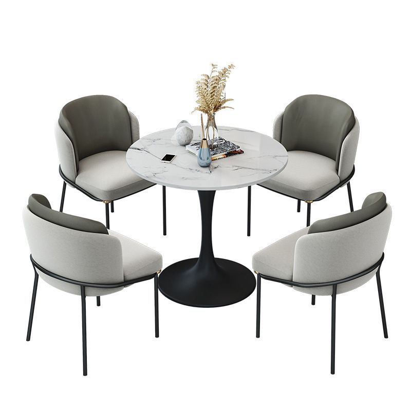 Modern 1/2/4/5 Pieces Dining Set Round Stone Dining Table for Kitchen