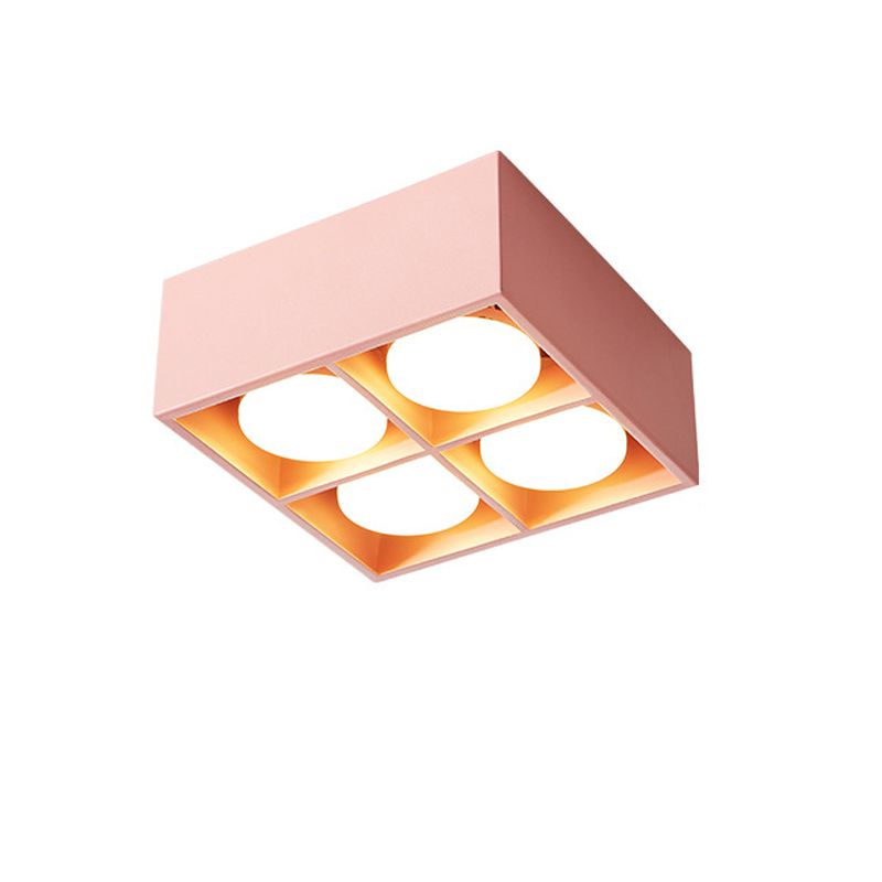 Modern Simple Style Iron Ceiling Light Square Shape LED Colorful Ceiling Lamp for Bedroom