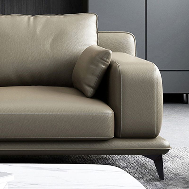 Nordic Pillows Recessed Arm Living Room Faux Leather Stationary Seating