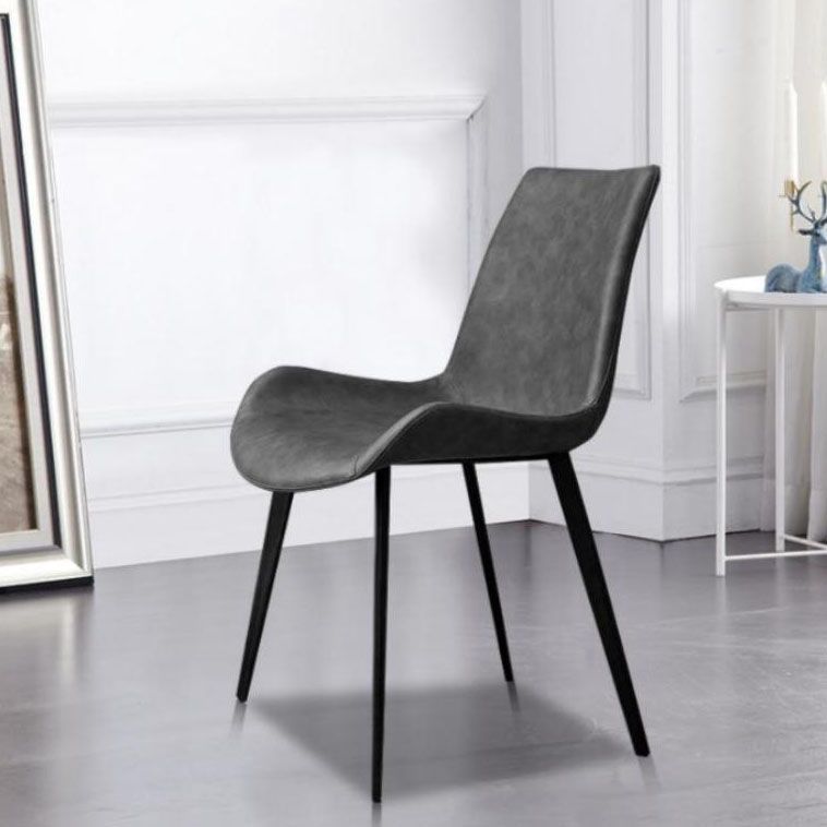 Silla auxiliar de cuero moderna para hotel, silla de comedor con respaldo sólido y acabado mate (juego de 2)