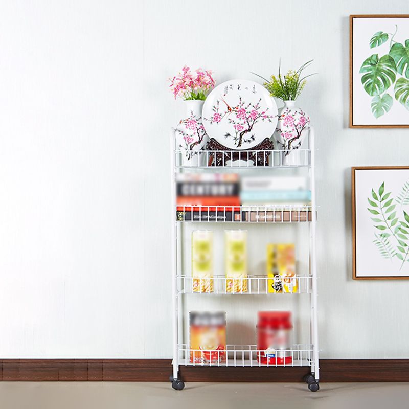 Contemporary Style Metal Geometric Bookcase Open Back Bookcase with Wheels