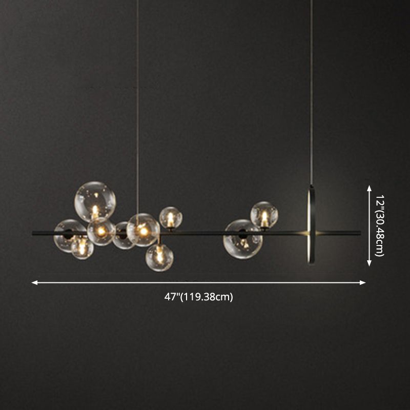 Modern Simple Chandelier Linear Clear Glass Island Chandelier Lights for Dining Room