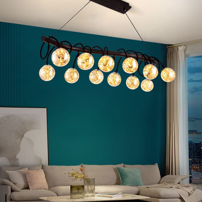 Nordic Style Glass Orb LED Island Light Creative Light String Design Coffee Shop Hanging Light