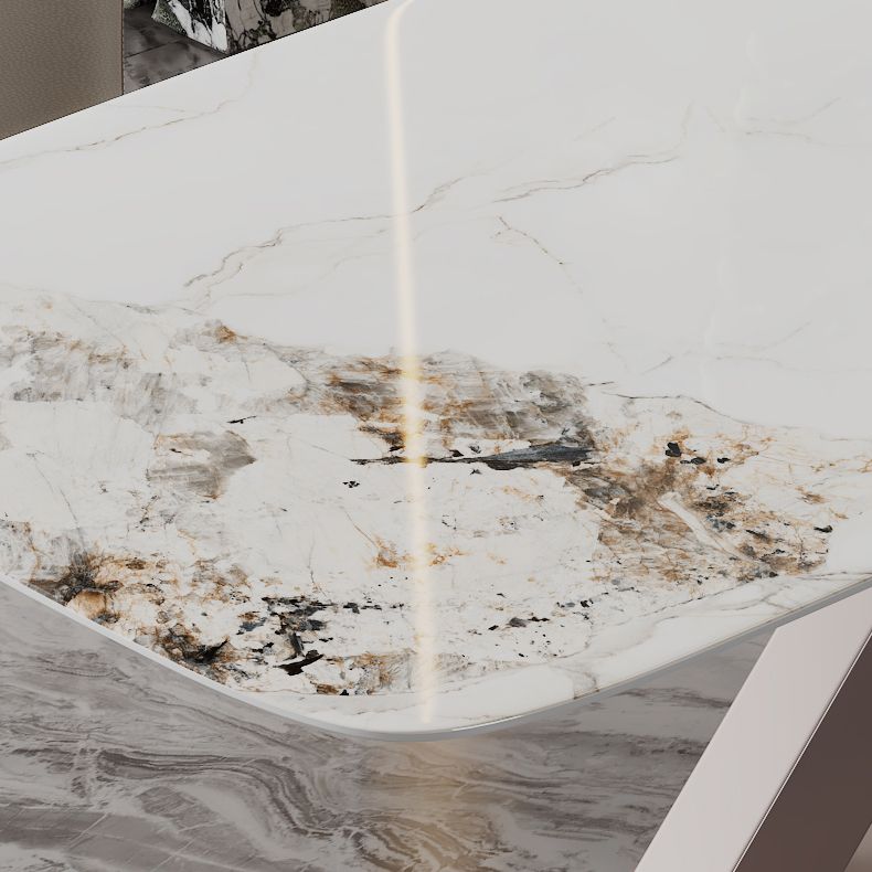 Sintered Stone Fixed Kitchen Table Luxury Rectangle Home Table