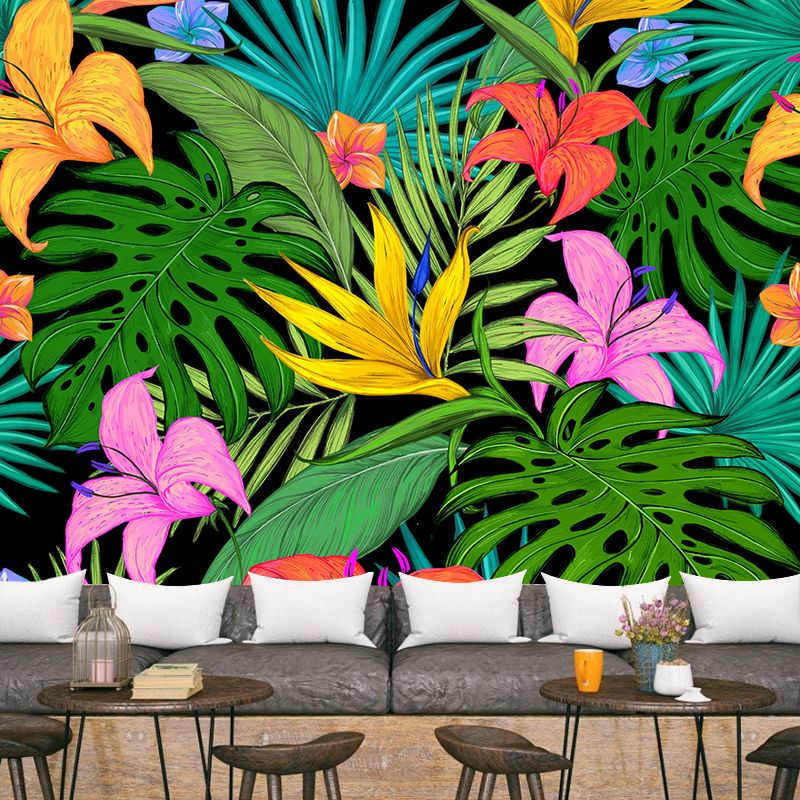 Leaves Pattern Mural Decal Tropical Decorative Illustration Kitchen Wall Covering