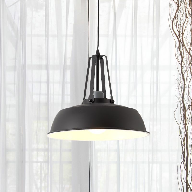 14"/18" Dia Drum Hanging Light Kit Minimalist Metal 1 Light Black/White/Grey Hanging Pendant Lamp