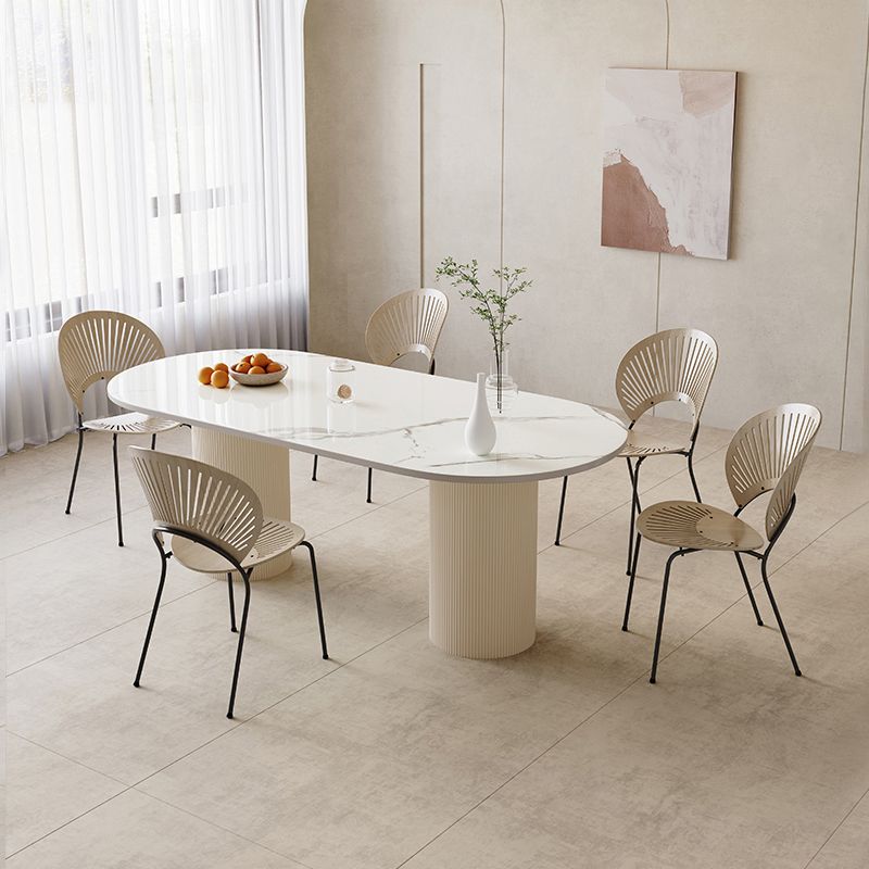 Modern White Dining Table Stone Dining Table for Kitchen Use