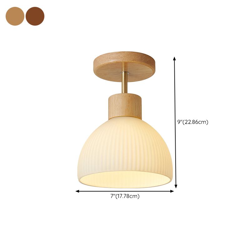 Contemporary Beige/Brown Flush Mount Lighting Wooden Ceiling Light for Bedroom